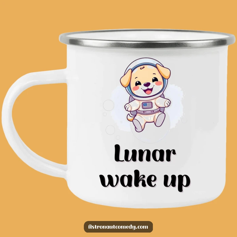 Funny Puppy Astronaut Camping Mug - Adventure Fuel for Space Pups, Novelty Gift!