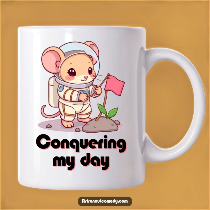 Funny Mouse Astronaut Mug - Brave Pioneer, Hilarious Space Mission Gift!
