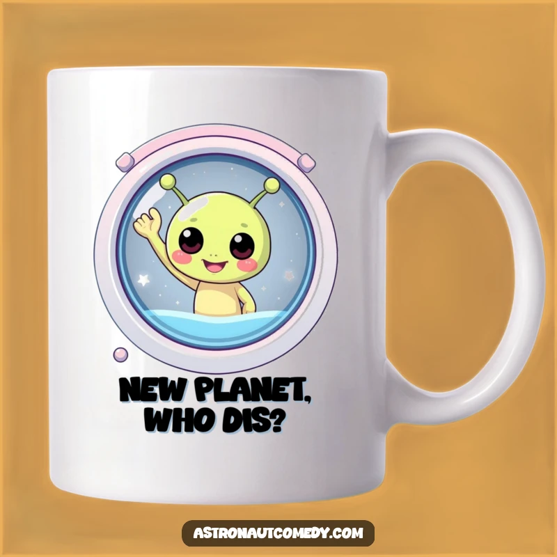 Funny Alien Waving Mug - Happy Space Traveler Design for Coffee Lovers