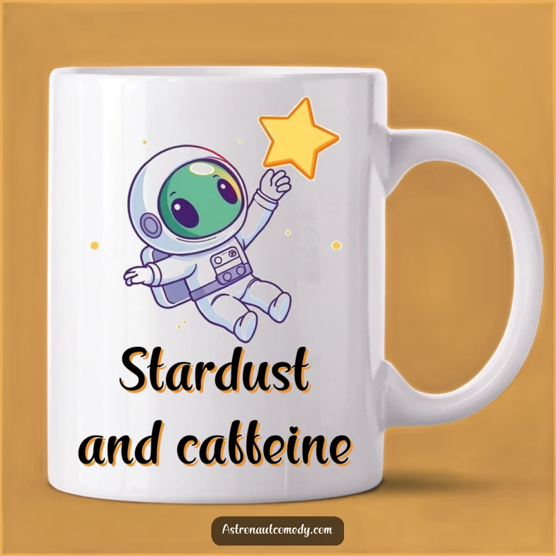 Funny Curious Alien Mug - Joyful Space Explorer Reaching for Star