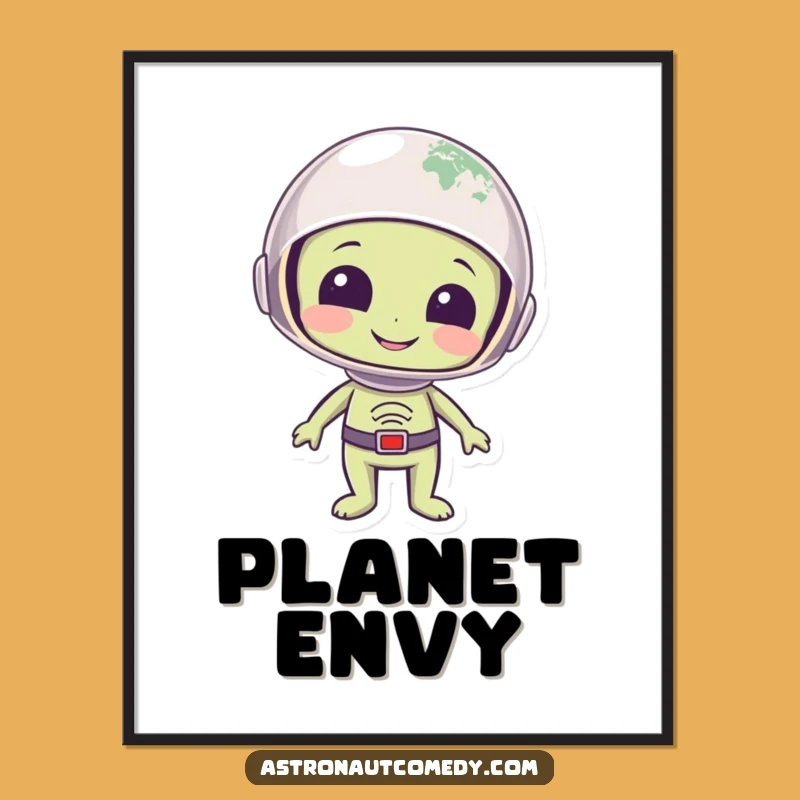 Funny Alien Earth Digital Art - Wonderstruck Visitor Print