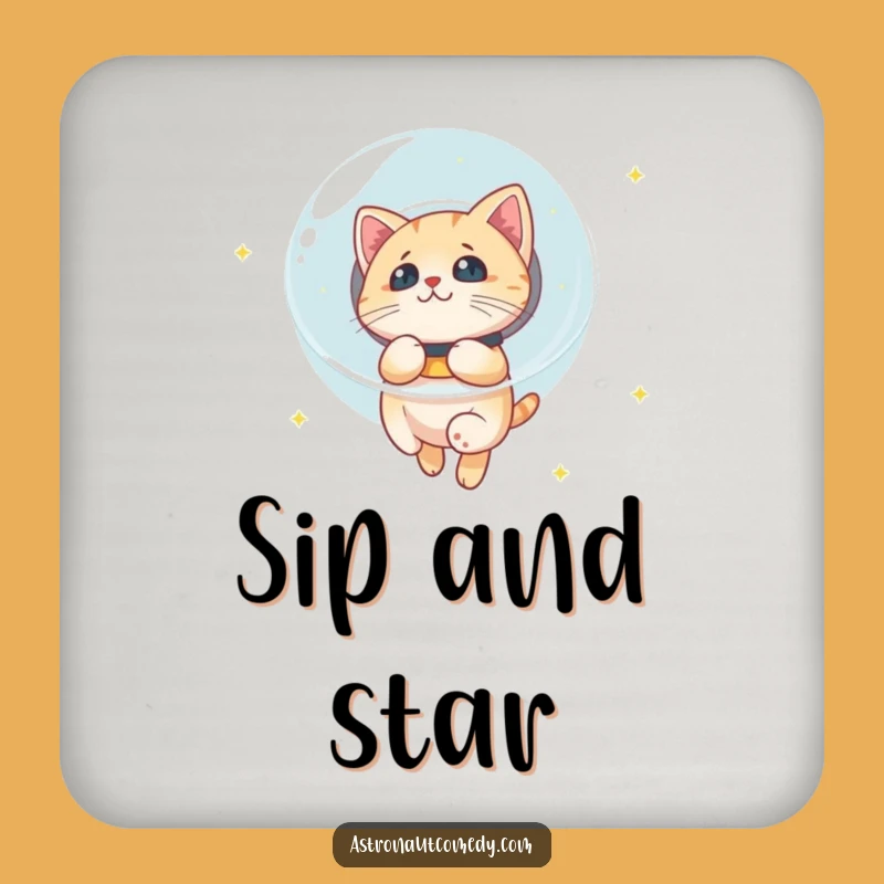 Funny Cat Astronaut Coaster Set - Protect Surfaces from Cosmic Spills, Feline Gift!