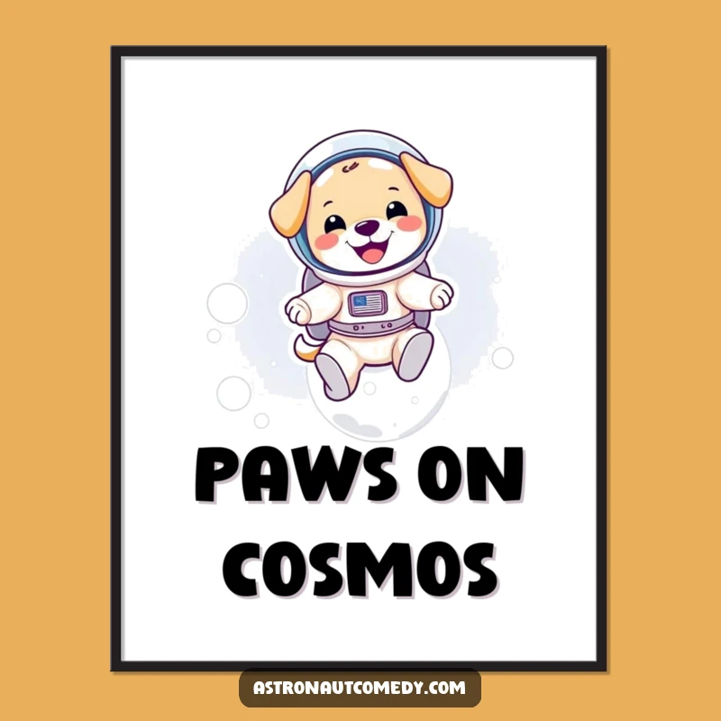 Funny Puppy Astronaut Moon Poster - Hilarious Space Art, Perfect Gift!