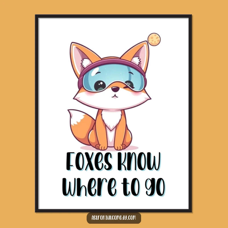 Free Printable Fox Space Art: Funny Downloadable Gift for Whimsical Decor