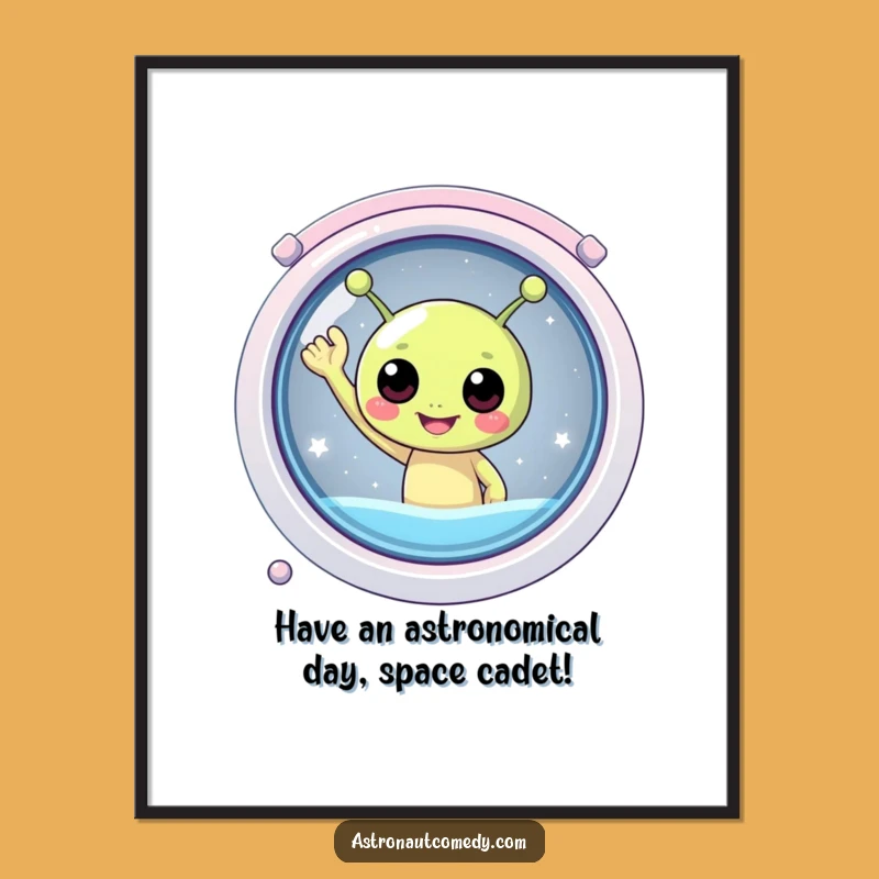 Free Printable Wall Art: Happy Alien Waving, Funny Downloadable Space Decor for Your Home