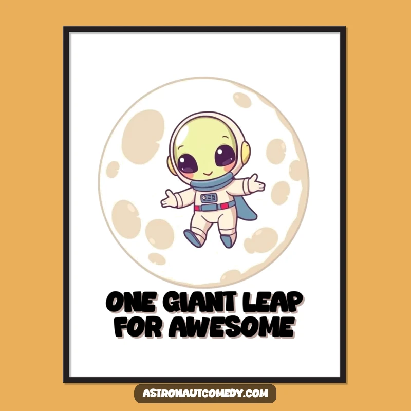 Free Printable Wall Art: Alien Bouncing on Moon, Funny Downloadable Space Decor for Enthusiasts