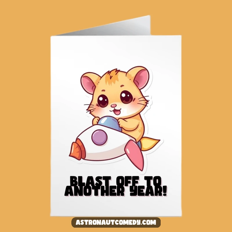 Free Printable Hamster Rocket Card: Funny Birthday Downloadable Gift for Adventurous Souls