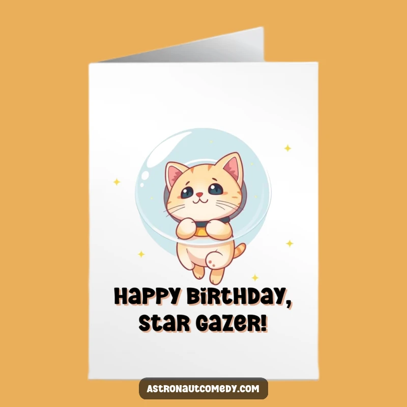 Free Printable Cat Space Card: Funny Birthday Downloadable Gift for Feline Friends