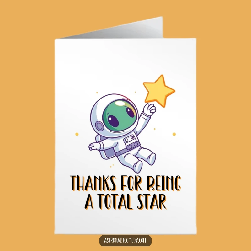 Free Printable Thank You Card: Alien Reaching for Star, Funny Downloadable Gift of Appreciation