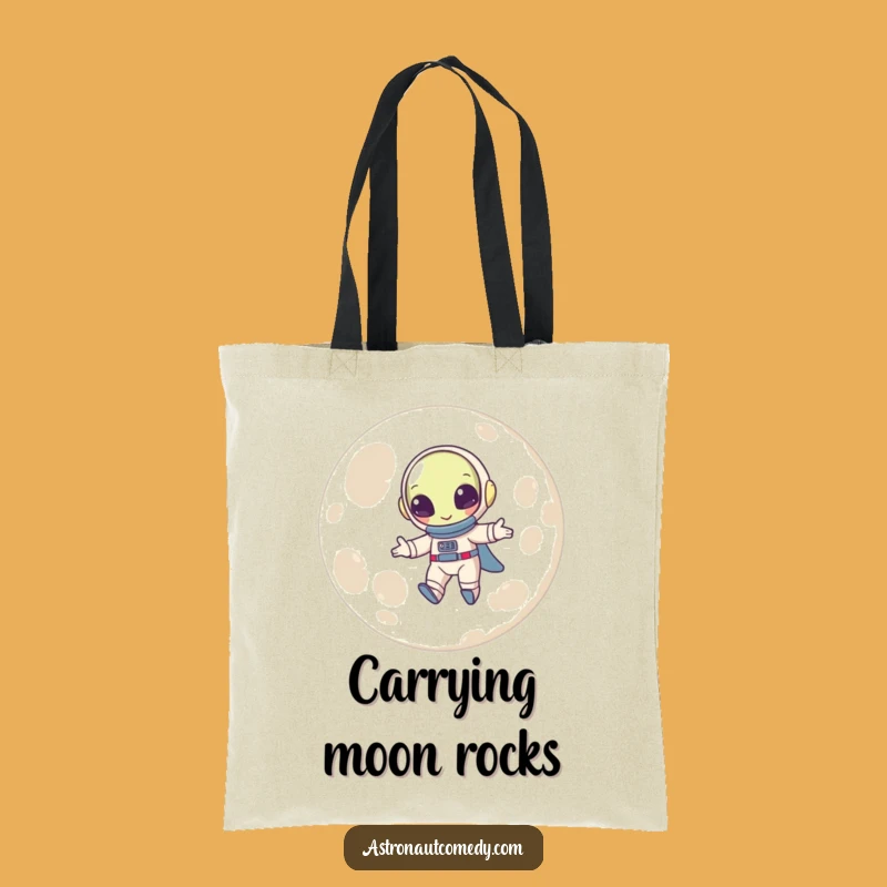 Funny Alien Moon Tote Bag - Whimsical Bouncing Astronaut Carry-All